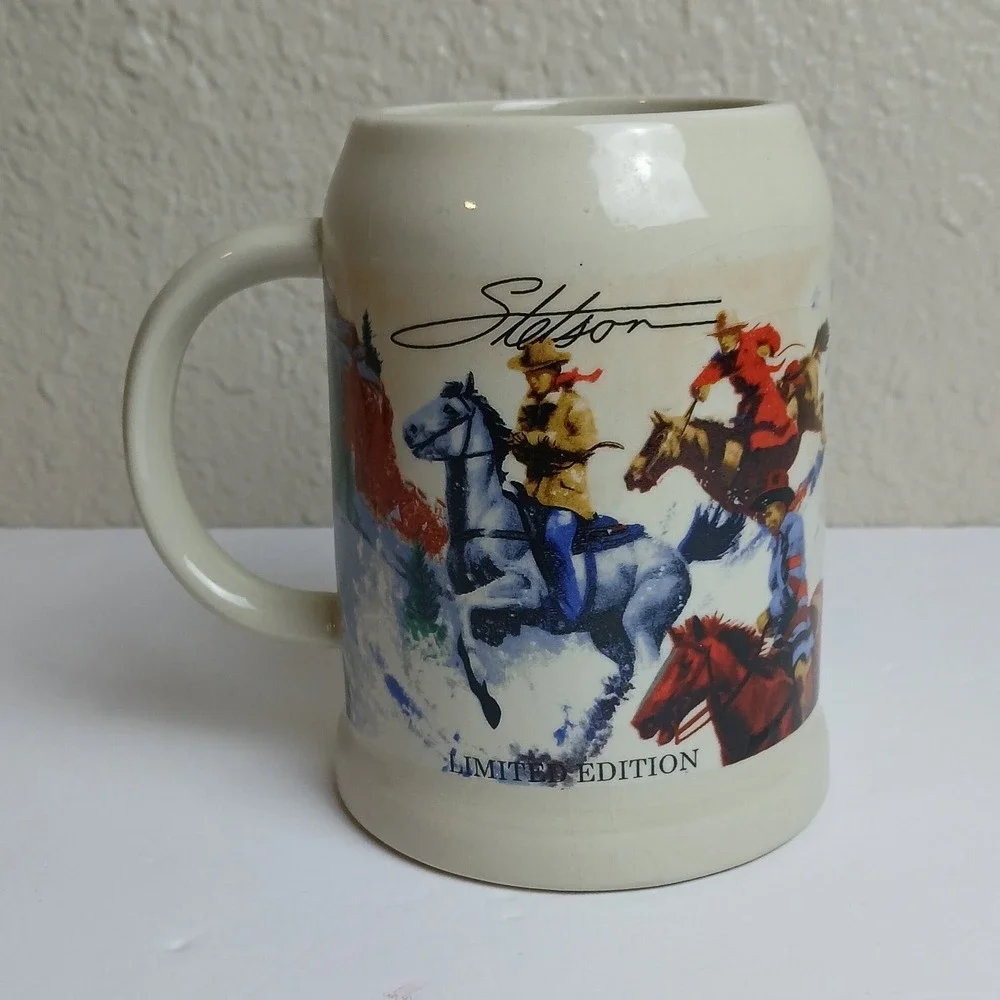 Stetson Limited Edition Western‎ Cowboy Horseback Riding Ceramic Beer Stein